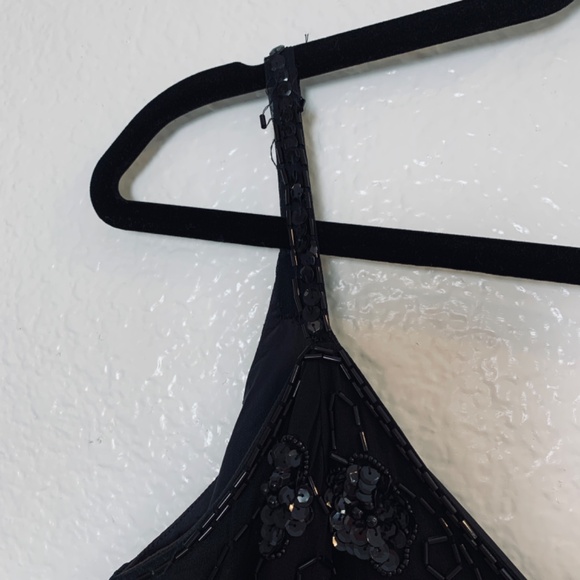 Vintage Rampage Silk Black Maxi Dress Size 7 Sequins Beads 90's Whimsy Goth Prom - Picture 4 of 14